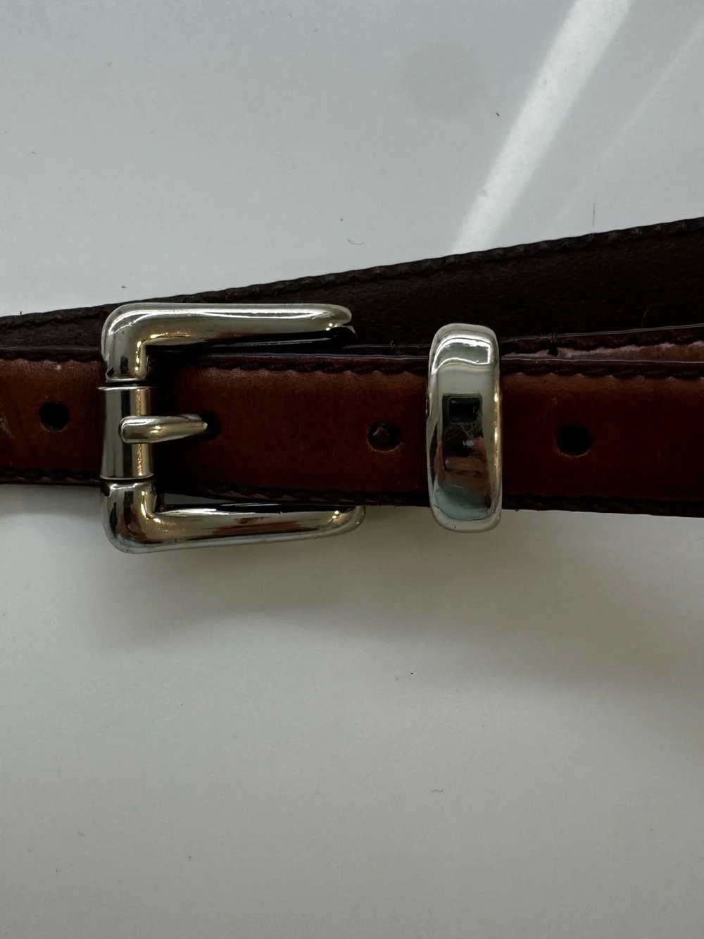 Calvin Klein Brown Leather Belt with Silver Buckle